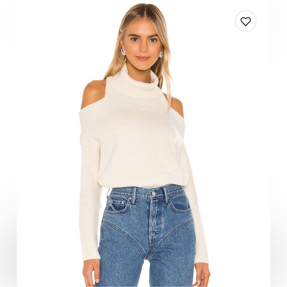 Lovers and Friends Anisa Turtleneck in Cream Sweater Shoulders Cut Out XS